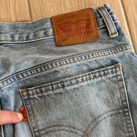 Levi's 517 Cropped Boot Cut Jeans Women's 28 Blue Denim Orange Tab Western Boho - Picture 9 of 14